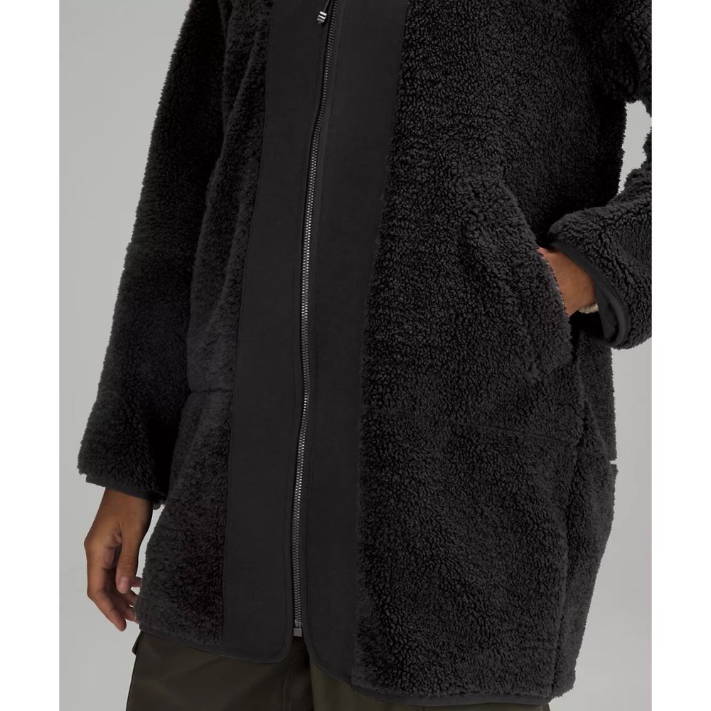 NEW Lululemon Collarless Textured Fleece Full Zip 14 Jacket Coat Longline $198 - Picture 2 of 16